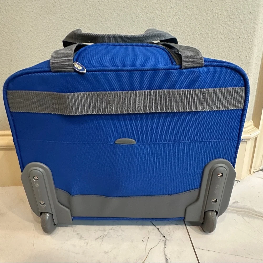 Delsey Underseat Carry On Rolling Tote Blue Softside Travel Bag